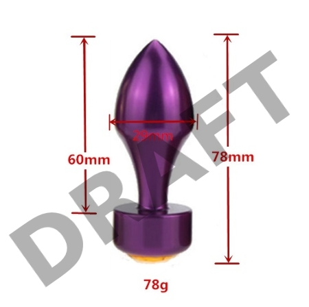 Фиолетовая анальная пробка с широким основанием и прозрачным кристаллом - 7,8 см.