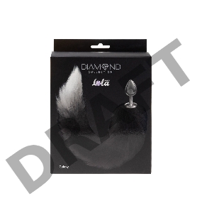 Серебристая анальная пробка с черным хвостом Galaxy