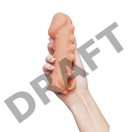  Насадка KOKOS реалистичная с дополнительной стимуляцией, TPE, телесная, 15.6 см