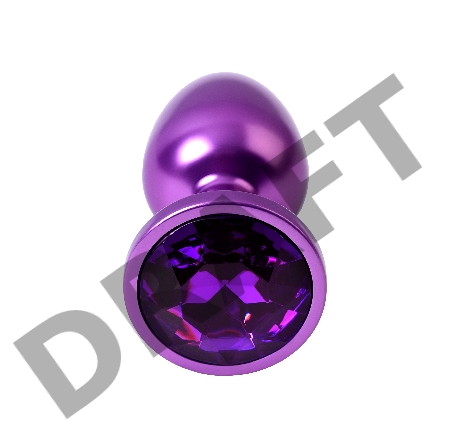 Анальная втулка, Metal by TOYFA, фиолетовая, с фиолетовым кристаллом, 7,2 см, Ø2,8 см, 50 г