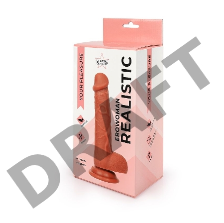 Реалистичный коричневый фаллоимитатор Erowoman - 18,5 см.