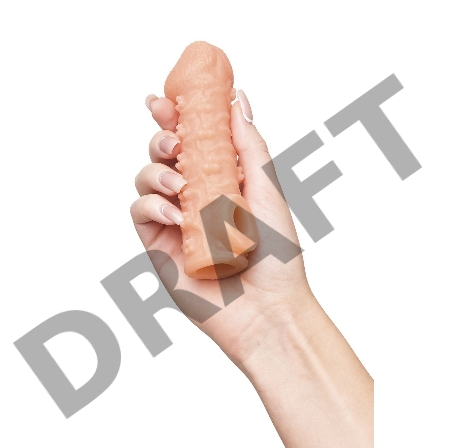  Насадка KOKOS реалистичная с дополнительной стимуляцией, TPE, телесная, 15.6 см