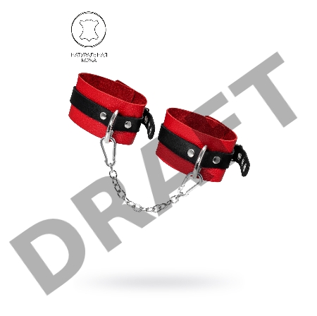 Оковы Pecado BDSM, мягкие, с одним ремешком с люверсами, натуральная кожа, красно-чёрные
