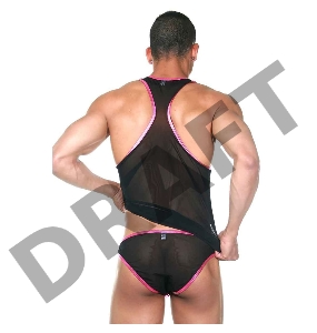 Комплект из майки и слипов черно-розовый S/M