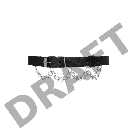 Чокер с цепочкой Pecado BDSM, натуральная кожа, черный