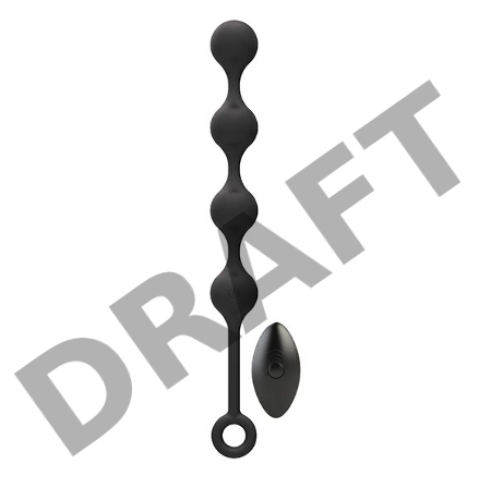 Черная анальная цепочка Quattro с пультом ДУ - 35,5 см.