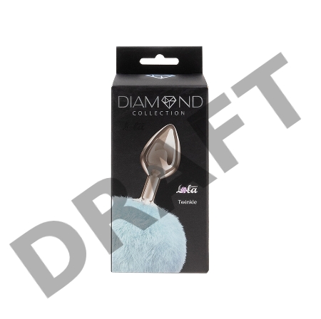 Серебристая анальная пробка с голубым пушистым хвостиком Twinkle