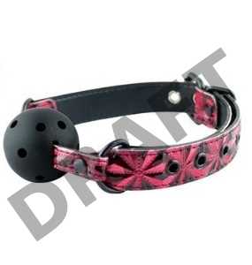 Чёрный кляп-шар на красных кожаных ремешках