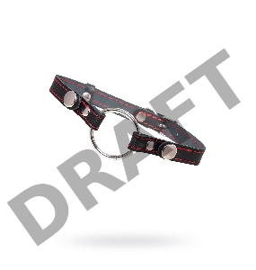 Кляп Кольцо 39 мм с красной строчкои Pecado BDSM, натуральная кожа, черный