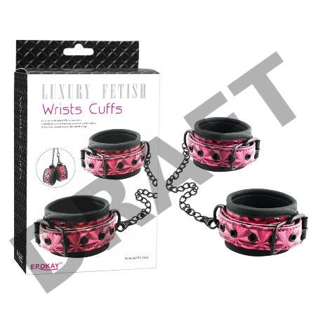 Красно-чёрные кожаные наручники Wrists Cuffs с геометрическим узором