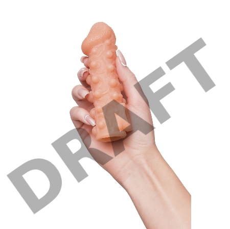  Насадка KOKOS реалистичная с дополнительной стимуляцией, TPE, телесная, 15.6 см