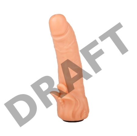 Телесная гелевая насадка-фаллос с клиторальными лепестками - 18,5 см.