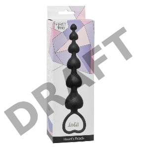 Чёрная анальная цепочка Heart's Beads Black - 18 см.