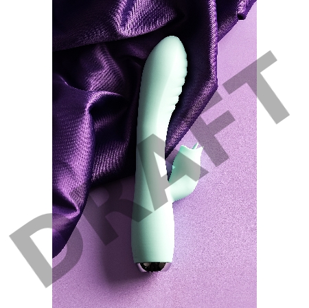 Вибратор с клиторальным стимулятором и язычком, JOS MILO, силикон, голубой, 20 см