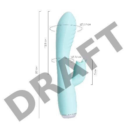 Вибратор с клиторальным стимулятором и язычком, JOS MILO, силикон, голубой, 20 см