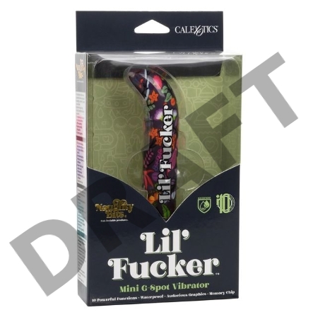 Черный мини-вибратор с цветочным принтом Lil Fucker Mini G-Spot Vibrator - 12,75 см.