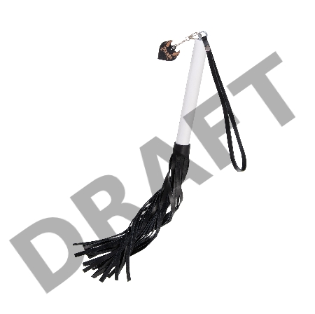 Плеть Pecado BDSM, белая рукоять, чёрные хлысты, натуральная кожа