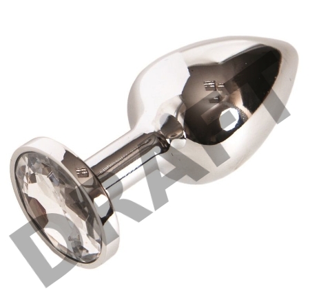 Анальная втулка Metal by TOYFA, металл, серебряная, с белым кристаллом, 7,5 см, Ø 3 см, 145 г