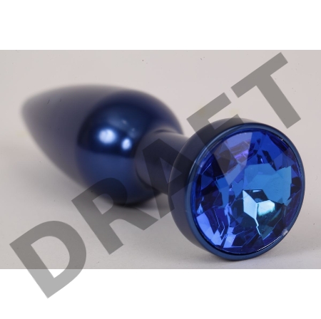 Большая синяя анальная пробка с синим стразом - 11,2 см.