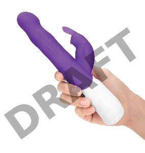 Фиолетовый тонкий вибратор-кролик с клиторальным отростком - 22 см.