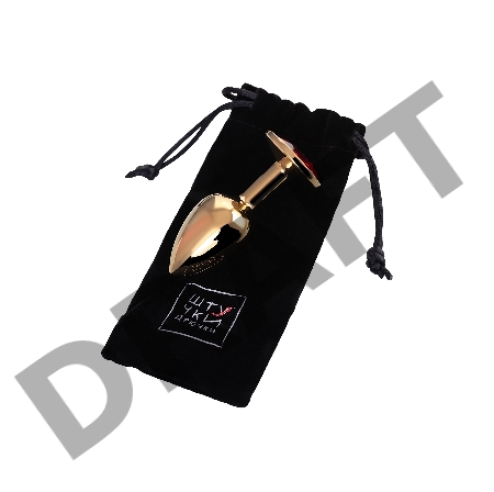 Анальная втулка Штучки-Дрючки, металл, золотая, с красным кристаллом, 7 см, Ø 2,8 см, 50 г