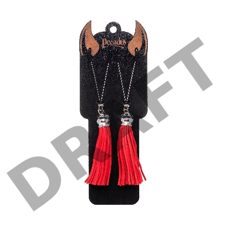 Зажимы на соски вилки с кисточками из замши  Pecado BDSM, металл, красный