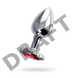 Анальная втулка Штучки-Дрючки, металл, серебряная, с красным кристаллом, 7 см, Ø 2,7 см, 50 г