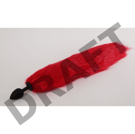 Силиконовая анальная пробка с длинным красным хвостом Красная лиса