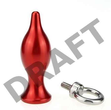 Красная металлическая анальная пробка с кольцом - 7 см.