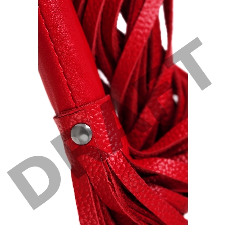Плеть Pecado BDSM, красная рукоять, красные хлысты, натуральная кожа