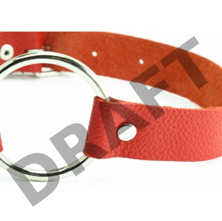 Красный кожаный кляп с кольцом