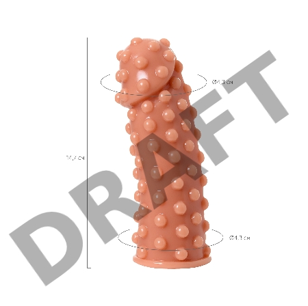 Насадка KOKOS реалистичная с дополнительной стимуляцией, TPE, телесная, 14.7 см