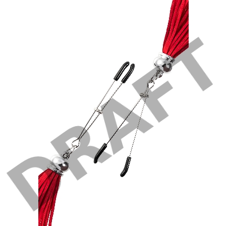 Зажимы на соски вилки с кисточками из замши  Pecado BDSM, металл, красный