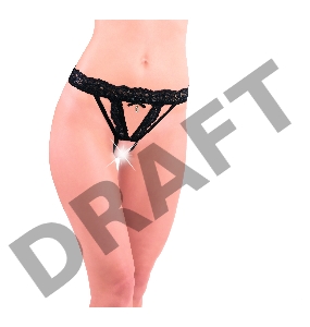 Стринги женские с доступом и подвеской, разм. 42-44, цвет черный арт. 2840