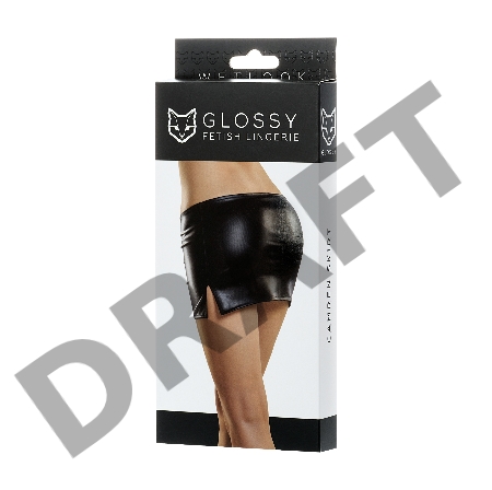 Мини-юбка Glossy CAMREN из материала Wetlook, черный, XL