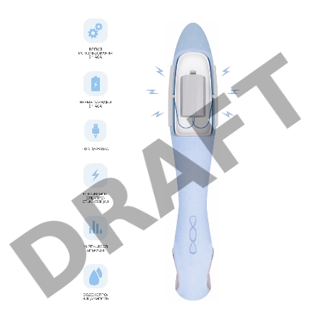Вибратор с электростимуляцией PHYSICS GALVANI VIBE, силикон, голубой, 21 см