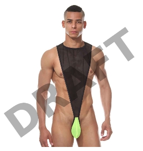 Боди мужское черно-зеленое S/M