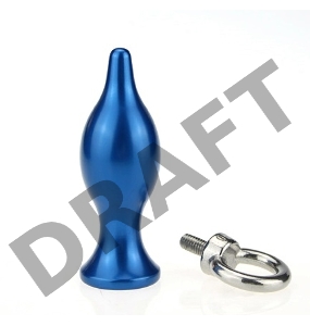 Синяя металлическая анальная пробка с кольцом - 7 см.