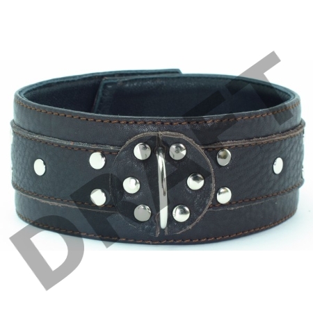 Коричневый широкий ошейник из мягкой кожи