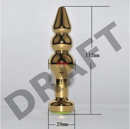 Золотистая анальная ёлочка с красным кристаллом - 11,2 см.