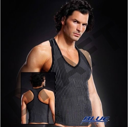 Борцовка с V-образным вырезом в полоску S/M