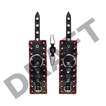 Наручники с краснои окантовкои Pecado BDSM, натуральная кожа, черные