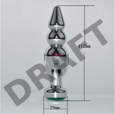 Серебристая анальная ёлочка с голубым кристаллом - 11,2 см.