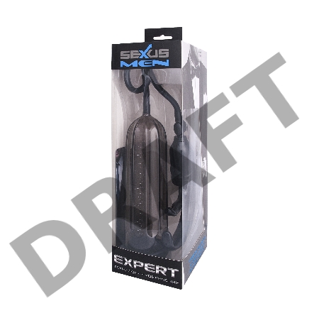 Помпа для пениса Sexus Men Expert, вакуумная, механическая, ABS пластик, черная, 25 см