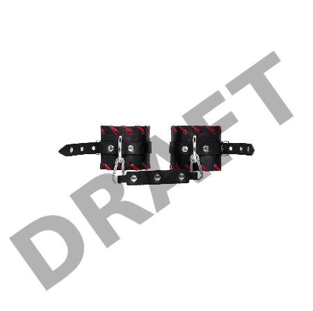 Оковы с краснои окантовкои Pecado BDSM, натуральная кожа, черные