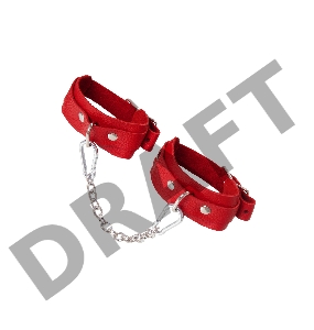 Оковы мини Pecado BDSM, со скруглёнными углами, натуральная кожа, красные