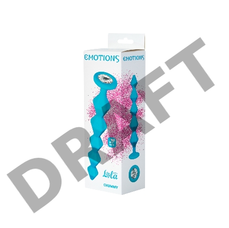 Бирюзовая анальная цепочка с кристаллом Chummy - 16 см.