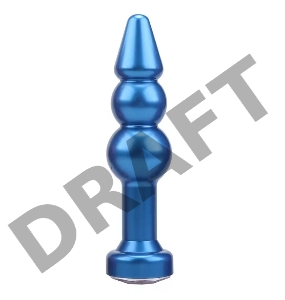 Синяя фигурная анальная пробка с фиолетовым кристаллом - 11,2 см.