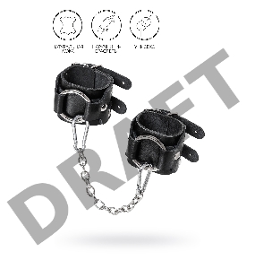 Наручники-браслеты Pecado BDSM, с двумя ремешками, натуральная кожа, чёрные