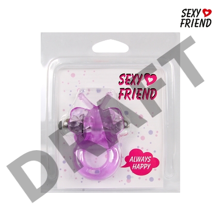 Фиолетовое эрекционное виброкольцо-бабочка